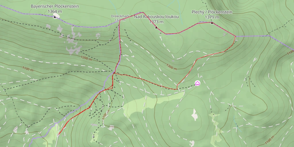 Map of the trail for Plöckenstein