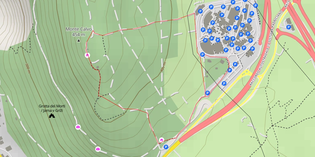 Map of the trail for Monte Calvo