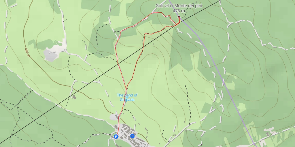 Map of the trail for Goli vrh / Monte dei pini