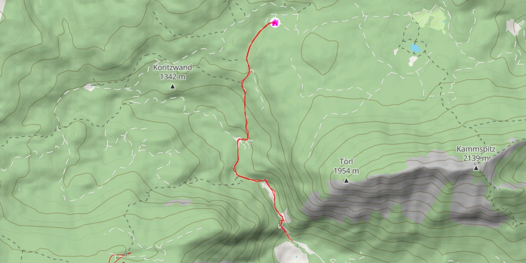 Map of the trail for Ritzingerhütte