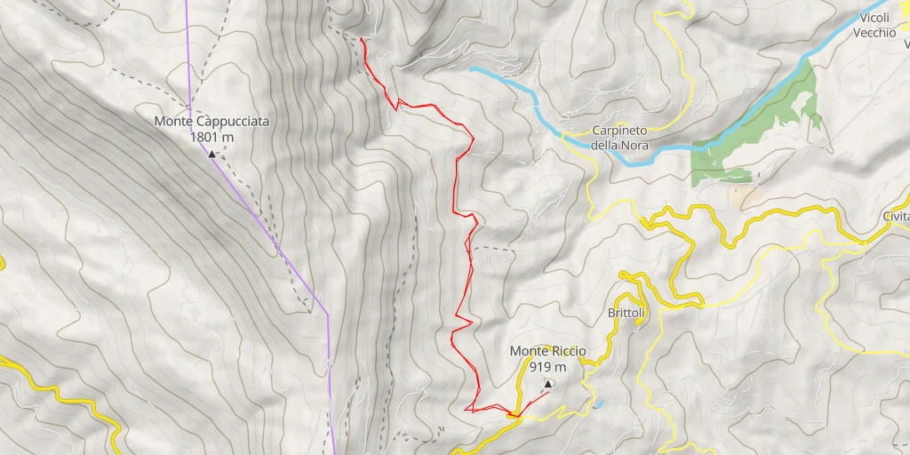 Map of the trail for Cascata