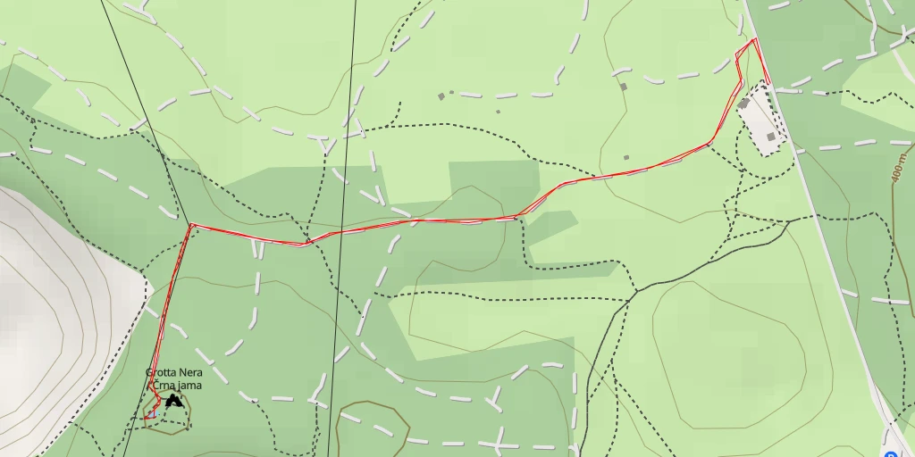 Carte de l'itinéraire :  Grotta Nera / Pečina nad Borštom - Ciclopedonale Giordano Cottur - San Dorligo della Valle / Dolina