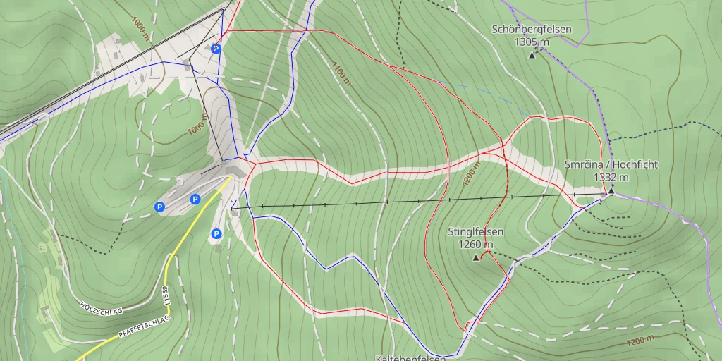 Map of the trail for Stinglfelsen