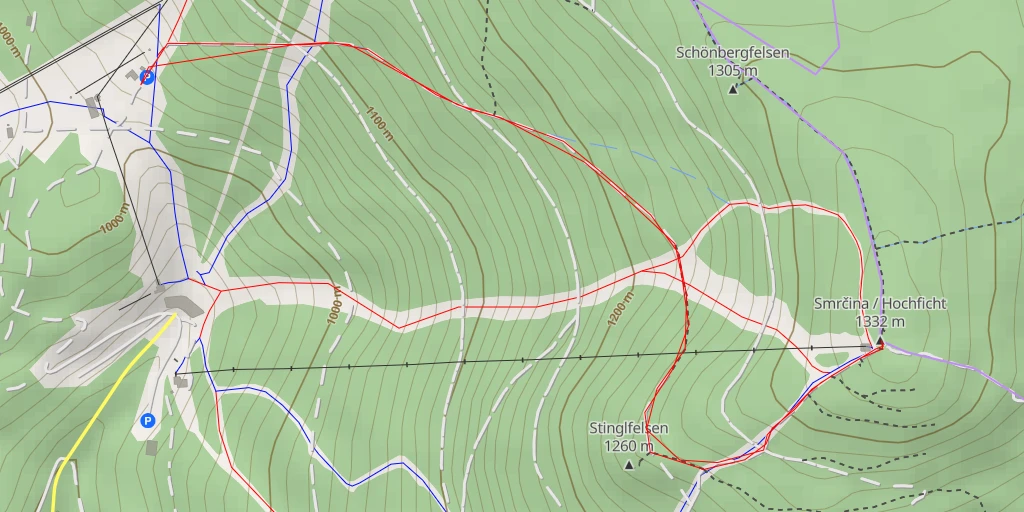 Map of the trail for Hochficht