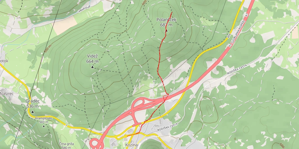 Map of the trail for Polanšček