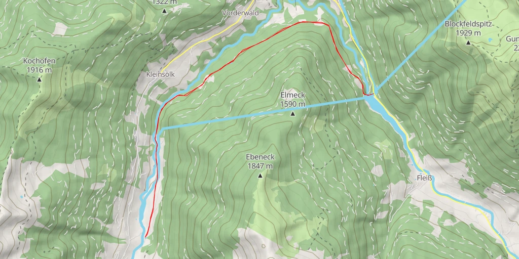 Carte de l'itinéraire :  Zörwegwiesenweg - Zörwegwiesenweg - Sölk