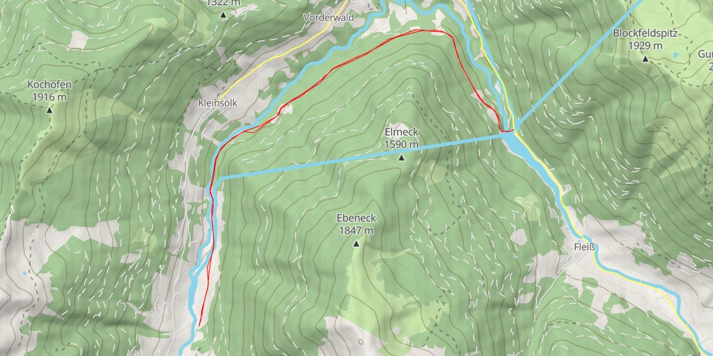 Carte de l'itinéraire :  Zörwegwiesenweg - Zörwegwiesenweg - Sölk