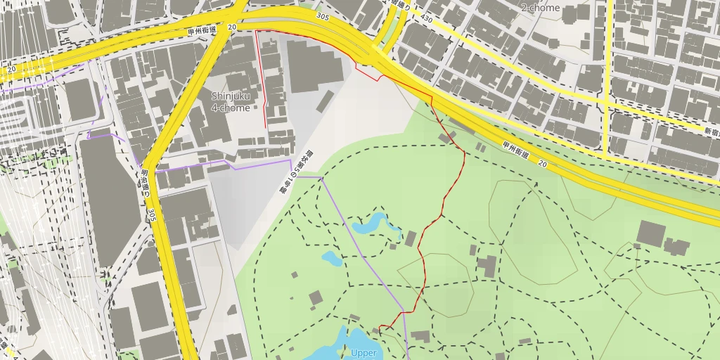 Map of the trail for shinjuku-gyoen promenade - 渋谷区