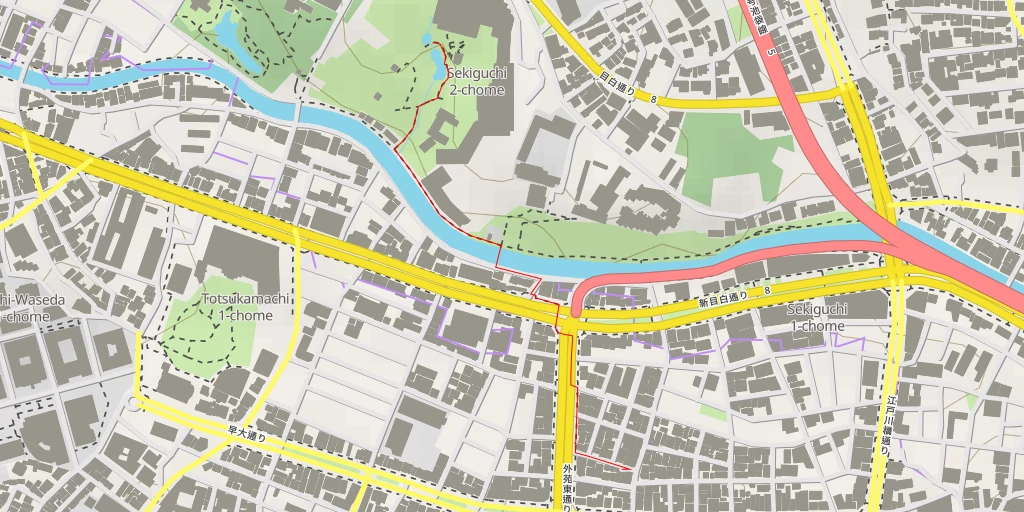 Map of the trail for ホテル椿山荘東京 - 文京区