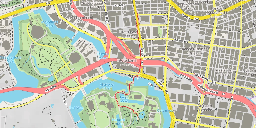 Map of the trail for 二の丸庭園 - 汐見坂 - 千代田区