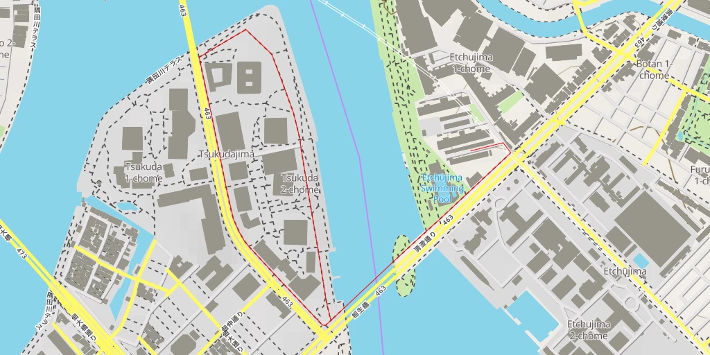 Map of the trail for 隅田川テラス - 中央区