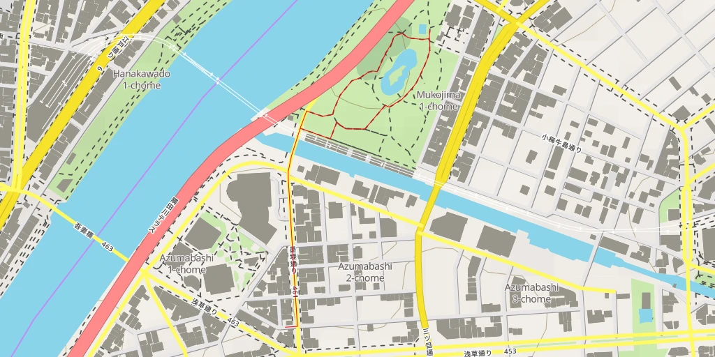 Map of the trail for 牛嶋神社 - 水戸街道 - 墨田区