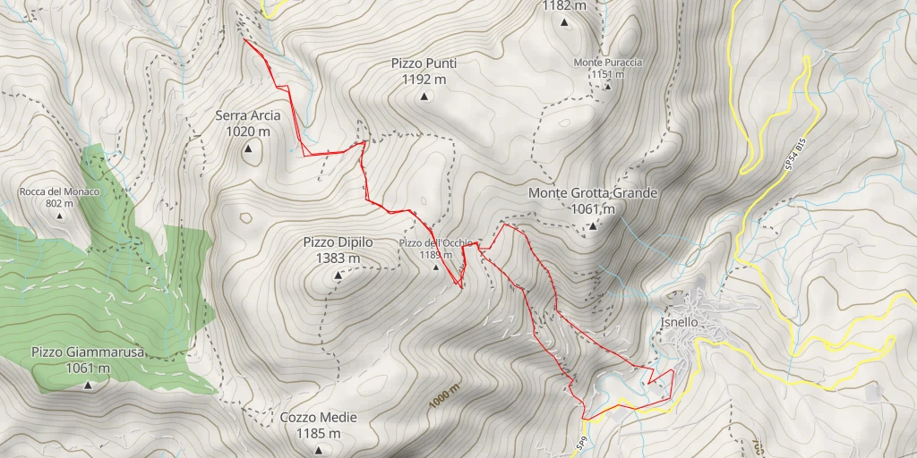 Carte de l'itinéraire :  Grotta Grattara - Gratteri