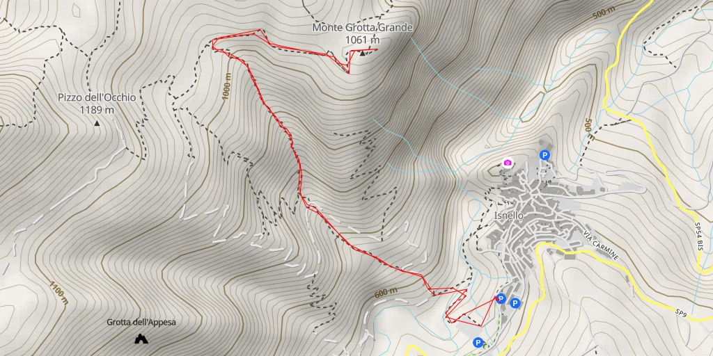 Map of the trail for Monte Grotta Grande