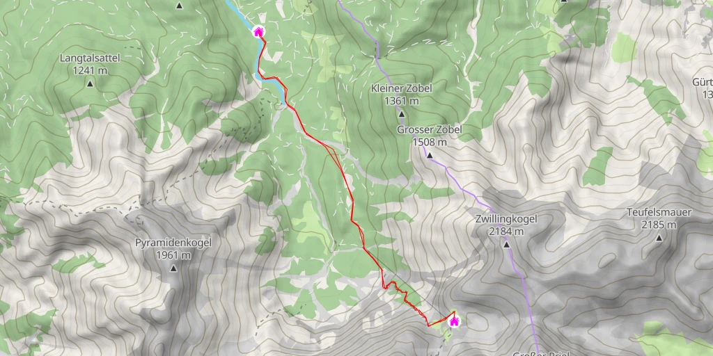 Map of the trail for Welser Hütte