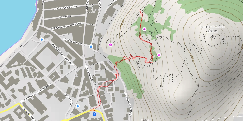 Map of the trail for Tempio di Diana - Cefalù