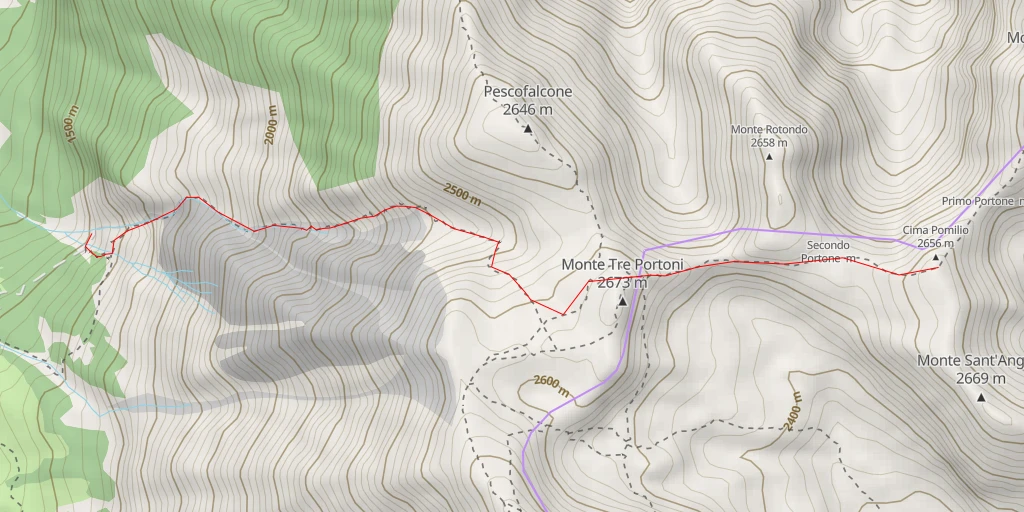 Map of the trail for Cima Pomilio