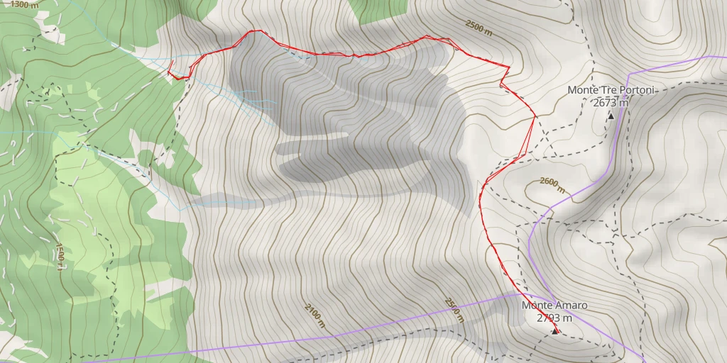 Map of the trail for Monte Amaro