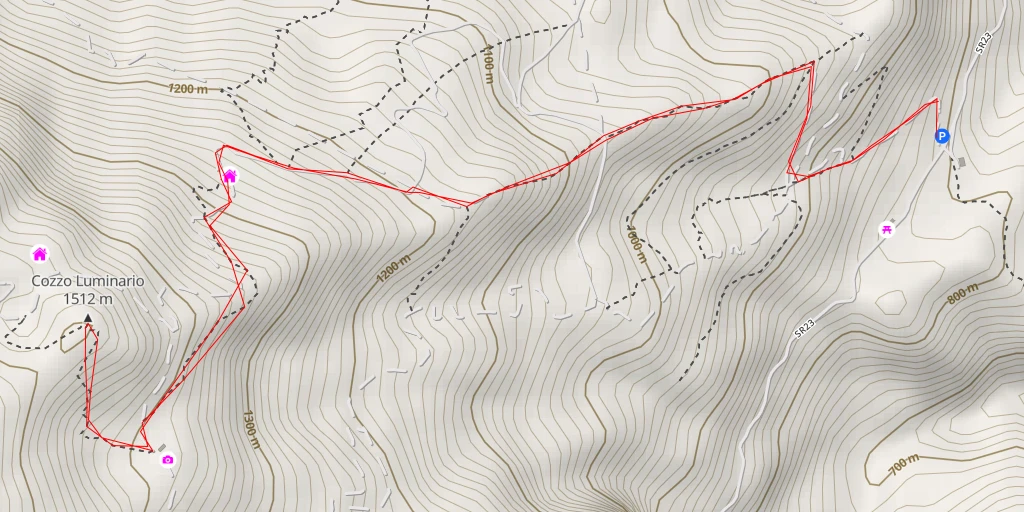 Map of the trail for Cozzo Luminario