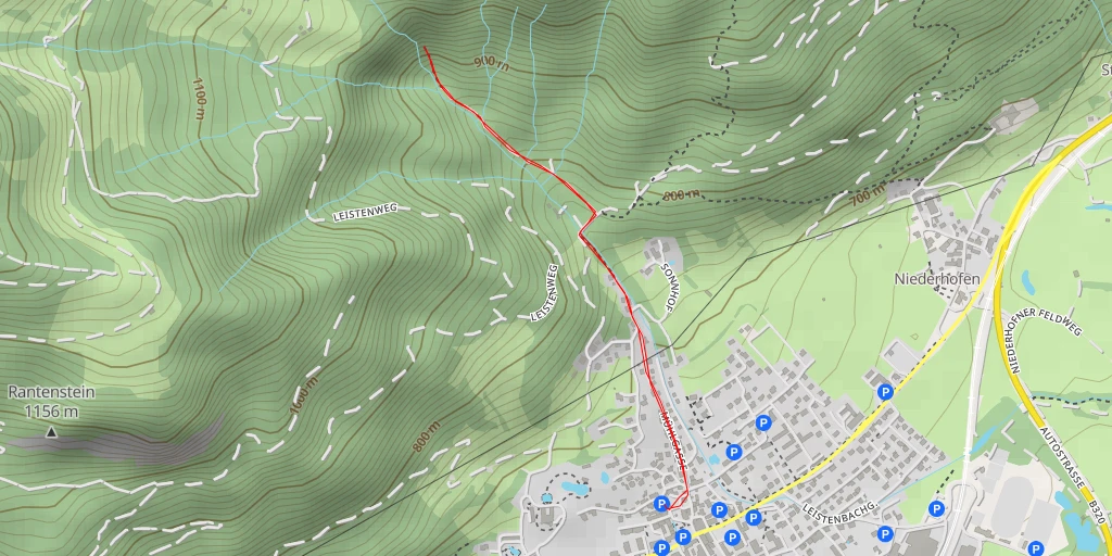 Carte de l'itinéraire :  Leistenweg - Stainach-Pürgg