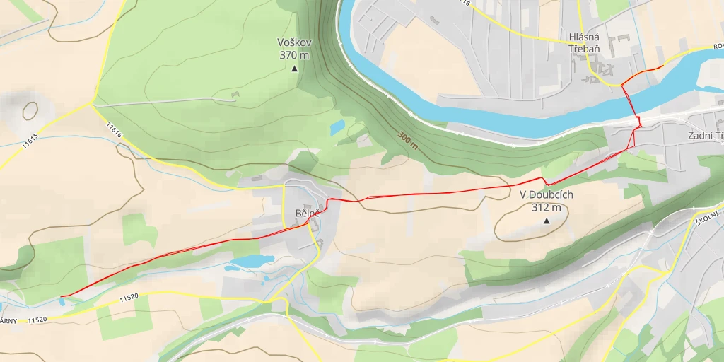 Map of the trail for U Vodárny