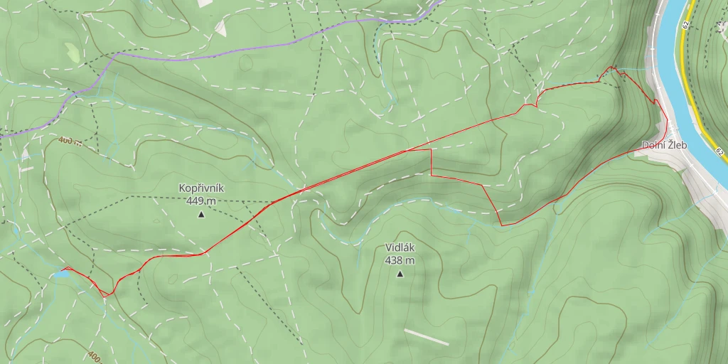 Map of the trail for Mlýnský rybník