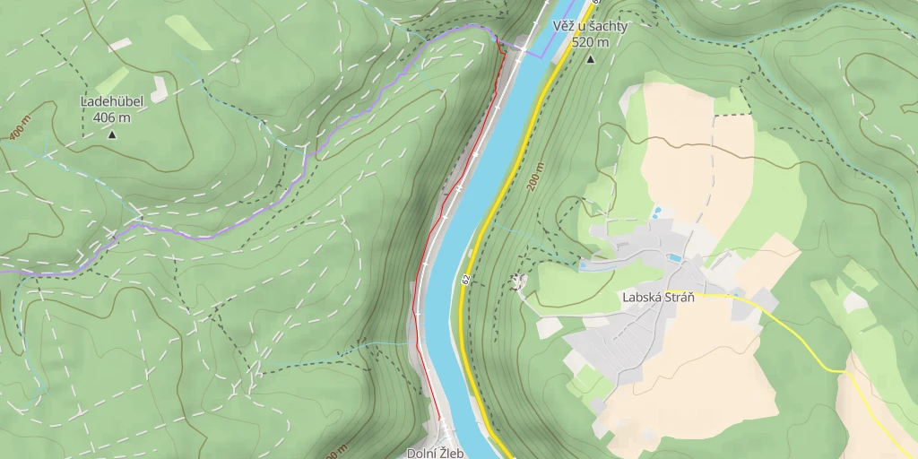 Map of the trail for Klopotský Vodopád - Labská stezka