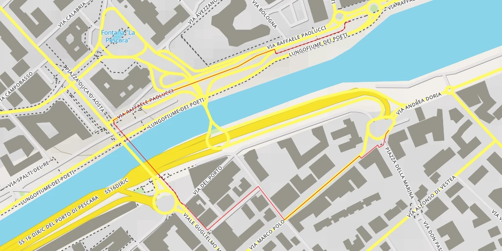 Map of the trail for Piazza della Marina - Piazza della Marina - Pescara