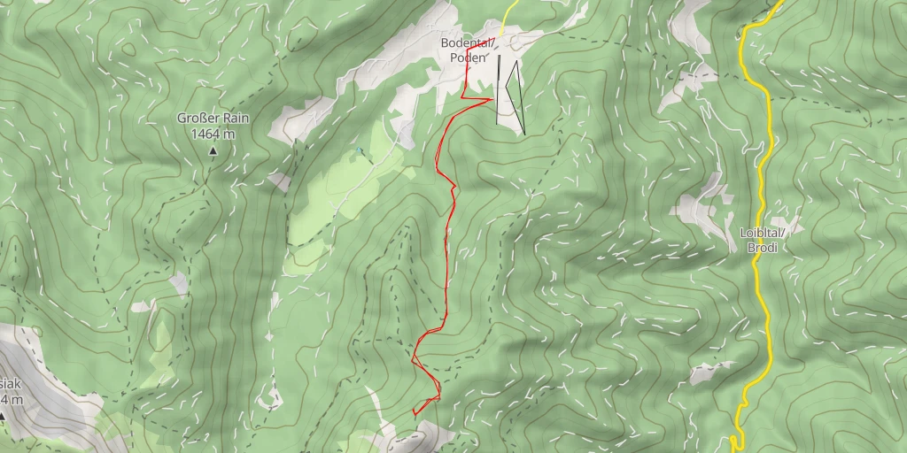 Map of the trail for Weiße Wand / Bela peč