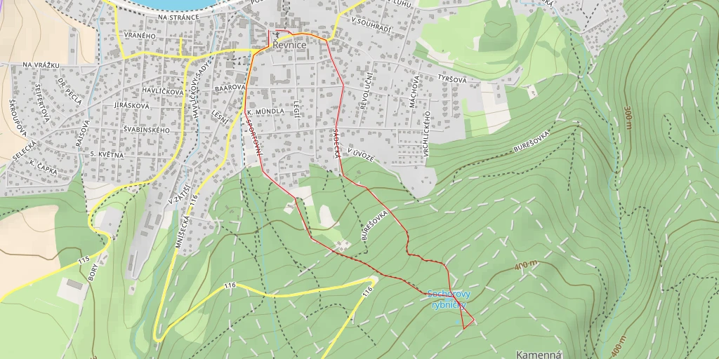 Map of the trail for Sochorovy rybníčky