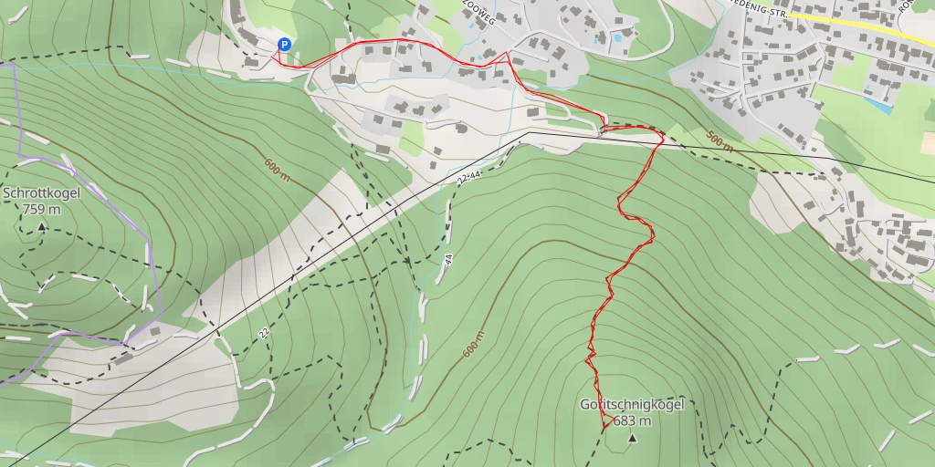 Map of the trail for Goritschnigkogel