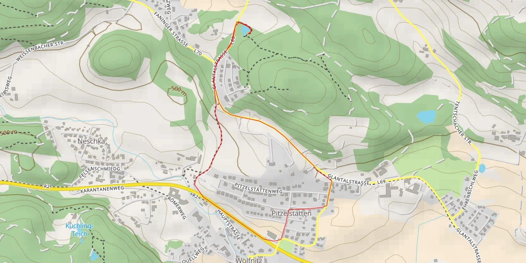 Map of the trail for Glantalstraße - Glantalstraße - Klagenfurt am Wörthersee