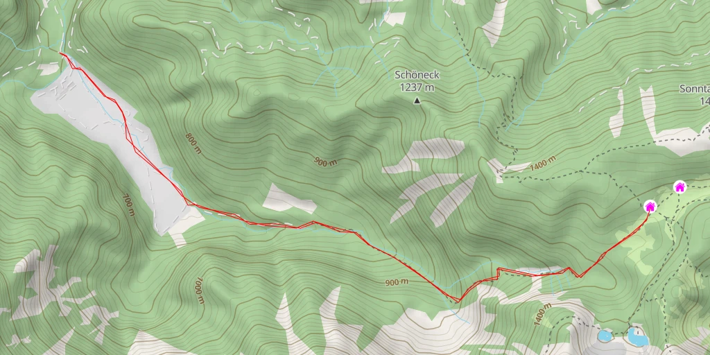 Map of the trail for Feichtauhütte