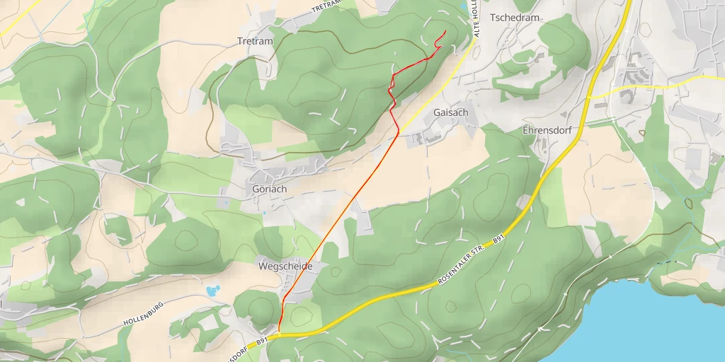 Map of the trail for Alte Hollenburger Straße - Köttmannsdorf