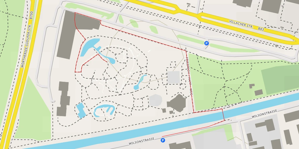 Carte de l'itinéraire :  Mini-Schloss Ort - Villacher Straße - Klagenfurt am Wörthersee