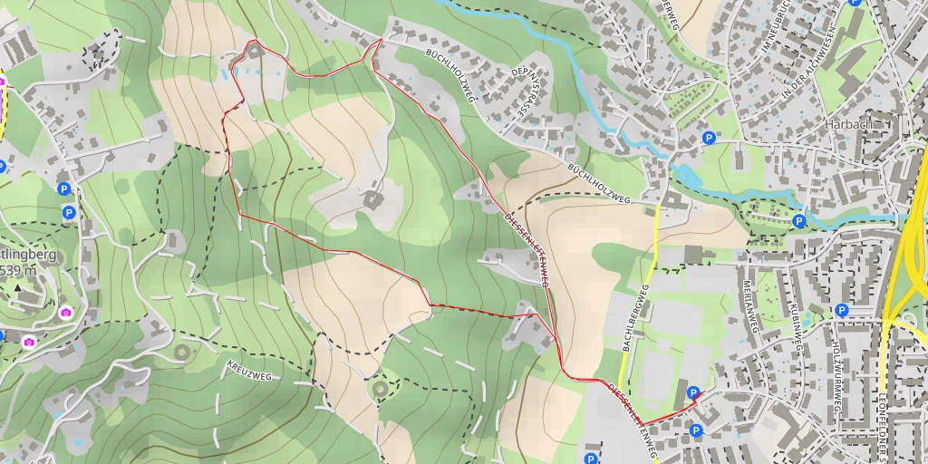 Map of the trail for Berghof Linz - Brandstetterweg - Linz