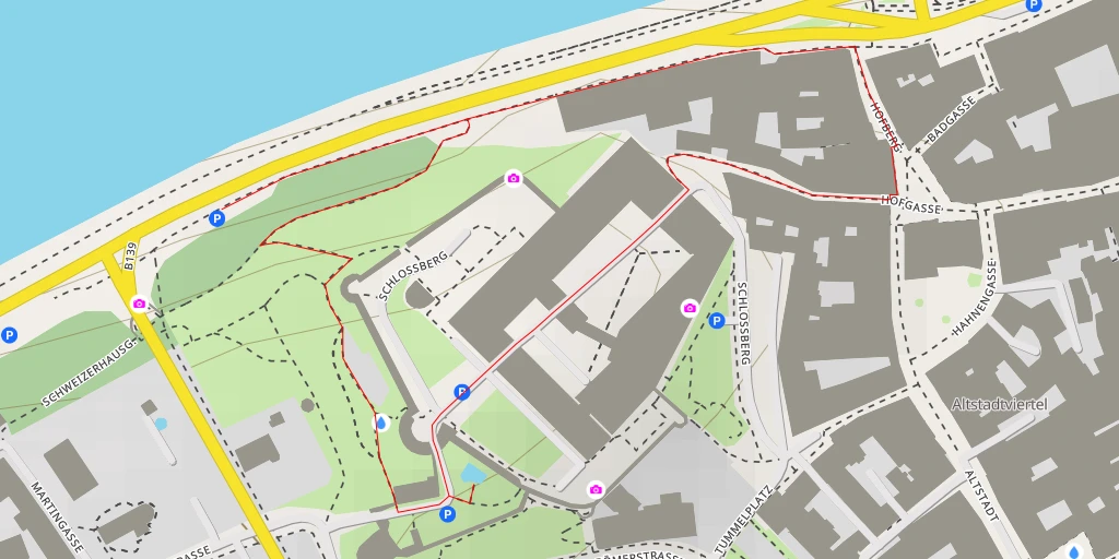 Map of the trail for Schlossberg - Linz