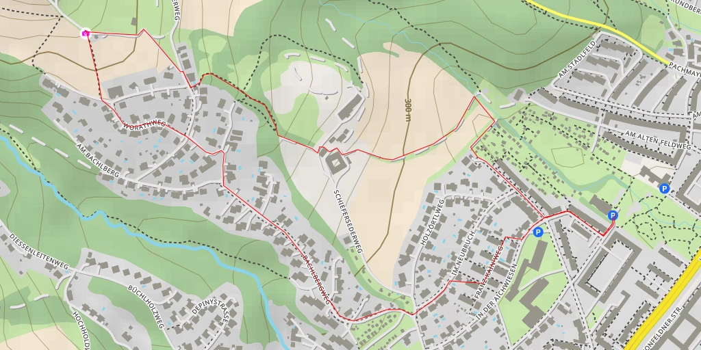 Map of the trail for Bachlbergweg - Linz