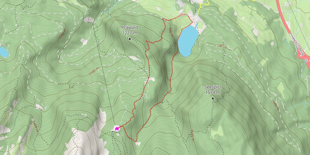 Map of the trail for Dümlerhütte