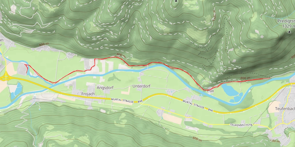 Carte de l'itinéraire :  Gewerbestraße - Teufenbach-Katsch