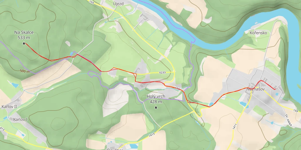 Map of the trail for Na Skalce