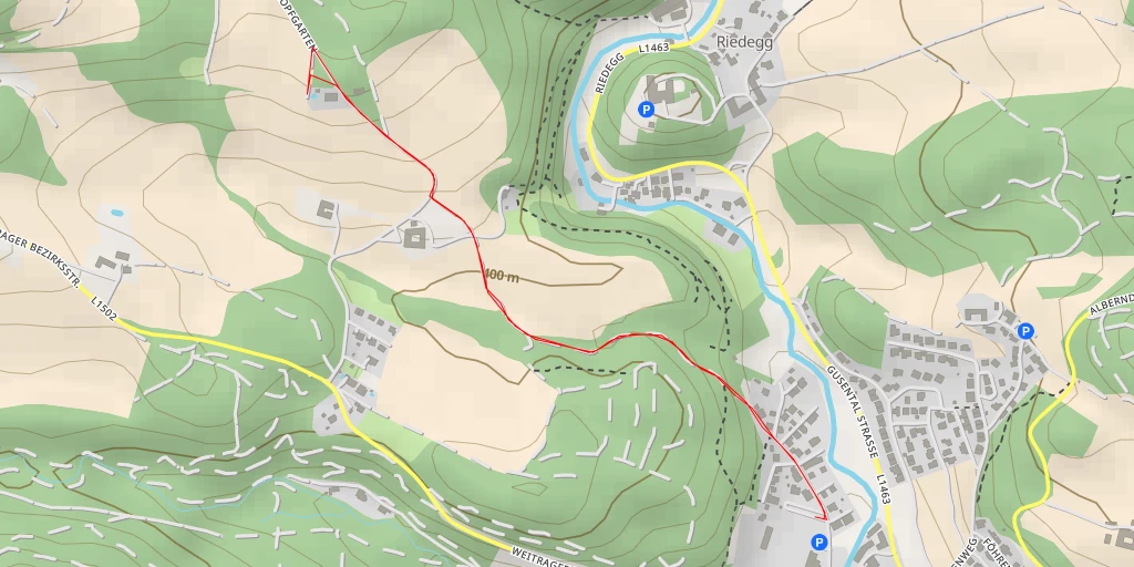 Map of the trail for Im Hopfgarten