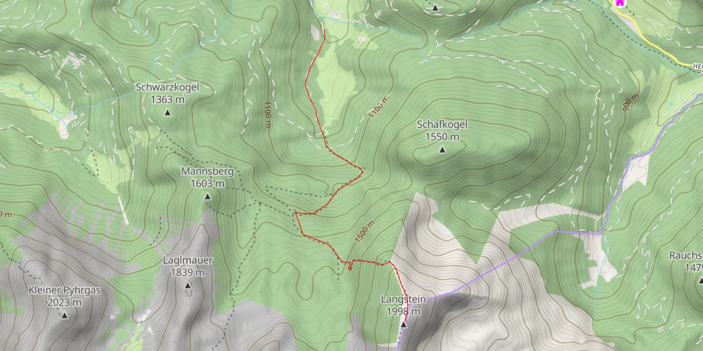 Map of the trail for Langstein