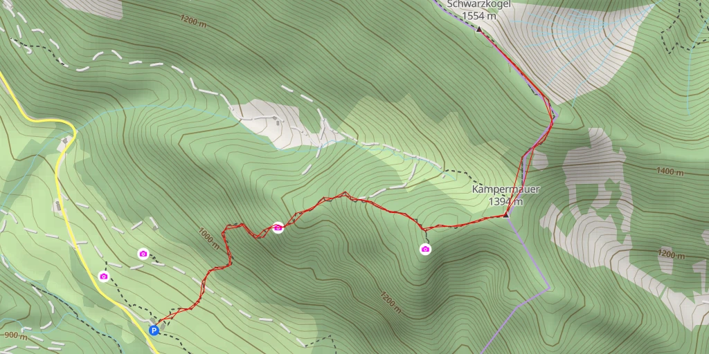 Map of the trail for Schwarzkogel