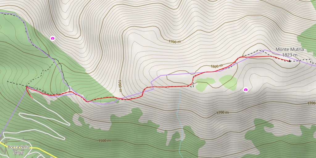 Carte de l'itinéraire :  Monte Mutria