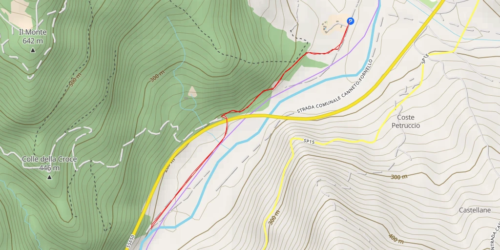 Carte de l'itinéraire :  Strada Comunale Colle della Croce-Caccavone - Strada Comunale Colle della Croce-Caccavone