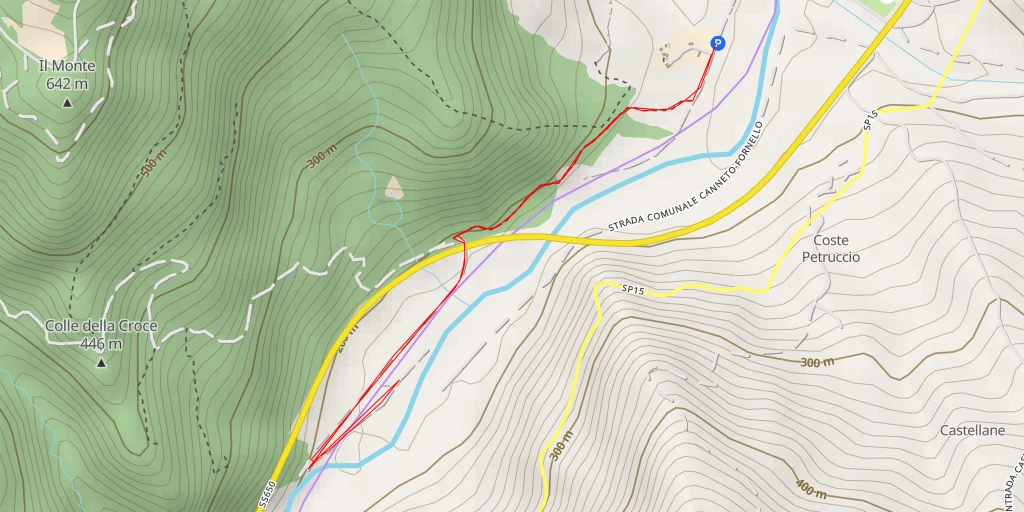 Carte de l'itinéraire :  Strada Comunale Colle della Croce-Caccavone - Strada Comunale Colle della Croce-Caccavone