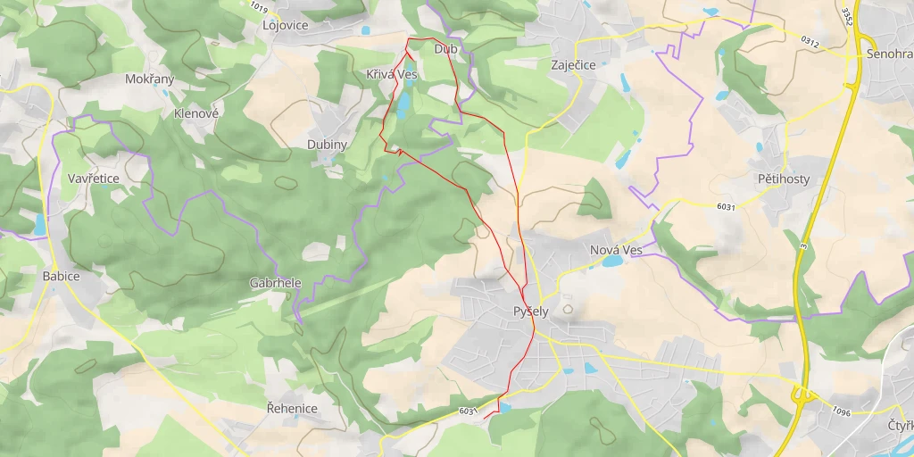 Map of the trail for Tůň Eva