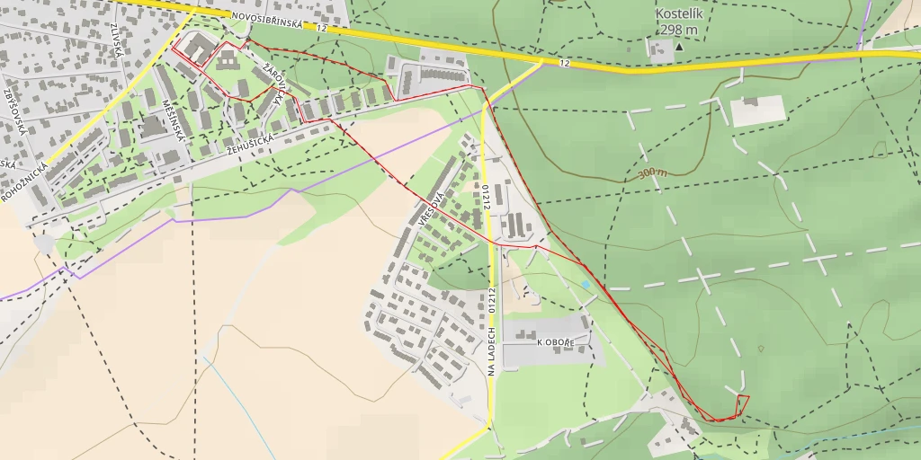 Map of the trail for Květnická studánka - K Oboře