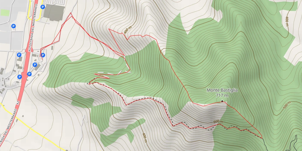 Carte de l'itinéraire :  Monte Bastiglia